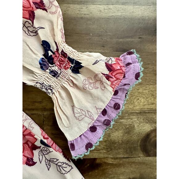 Matilda Jane Once Upon A Time Great Delight Pink Floral Short Sleeve Tunic Top 2 - Picture 4 of 9